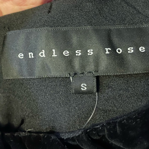 Anthropologie Endless Rose Black Velvet Mini Dress with Satin Bow size S NWT - Picture 3 of 10